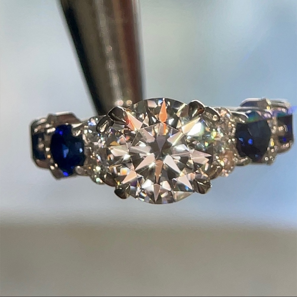 3ct+ Moissanite & Sapphire Ring - Picture 9 of 17